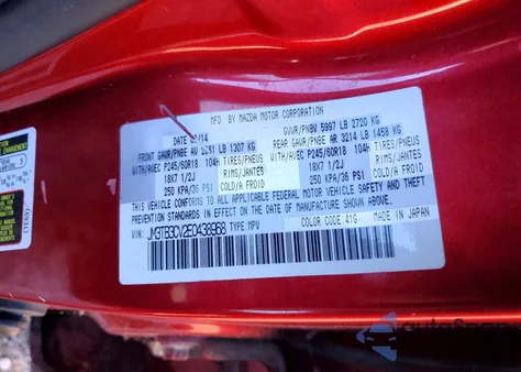 2014 Mazda Cx-9 Touring from USA, damaged, VIN JM3TB3CV2E0438968